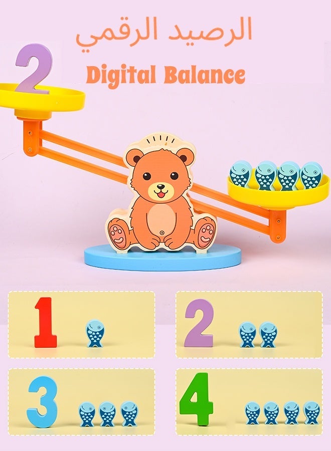 Toys & Child Wooden Balance Scale with Counting Bears | Montessori Math Educational Toy for Kids 3-8 | STEM Learning, Sorting & Weighing Games | Classroom/Preschool Gift - Image 1
